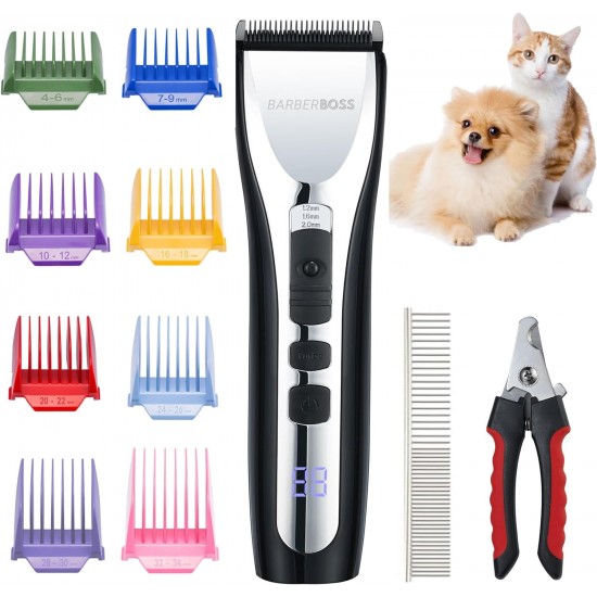 BarberBoss Pet Grooming Kit,Cordless Noiseless Trimmer for Thick Coat, Matted Fur, Rechargeable Dog Grooming Scissors, Dog Paw Trimmer, Pet Grooming Kit BarberBoss Pet Grooming Kit,Cordless Noiseless Trimmer for Thick Coat, Matted Fur, Rechargeable Dog Grooming Scissors, Dog Paw Trimmer, Pet Grooming Kit