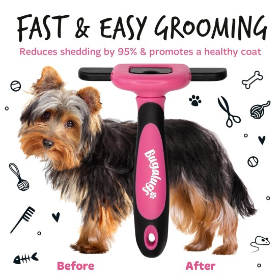Bugalugs Deshedding Brush for Dogs, Cats, Horses & Pets, Professional Pet Comb Brushes for Grooming for Short to Long Hair, Undercoat Rake Brush, Reduces Hair Loss Bugalugs Deshedding Brush for Dogs, Cats, Horses & Pets, Professional Pet Comb Brushes for Grooming for Short to Long Hair, Undercoat Rake Brush, Reduces Hair Loss