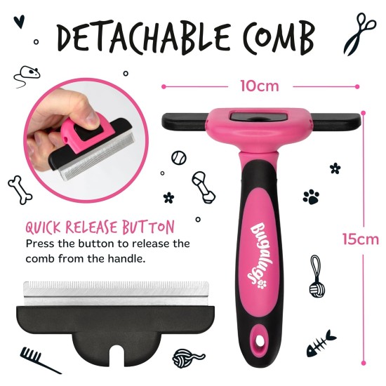 Bugalugs Deshedding Brush for Dogs, Cats, Horses & Pets, Professional Pet Comb Brushes for Grooming for Short to Long Hair, Undercoat Rake Brush, Reduces Hair Loss Bugalugs Deshedding Brush for Dogs, Cats, Horses & Pets, Professional Pet Comb Brushes for Grooming for Short to Long Hair, Undercoat Rake Brush, Reduces Hair Loss