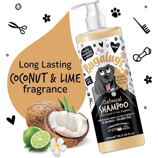 Bugalugs Dog Shampoo 5L Oatmeal & Aloe Vera Moisturizes, Soothes and Cleanses Deep Cleansing, Sulphate and Paraben Free, Ideal for Sensitive Skin and Professional Use Bugalugs Dog Shampoo 5L Oatmeal & Aloe Vera Moisturizes, Soothes and Cleanses Deep Cleansing, Sulphate and Paraben Free, Ideal for Sensitive Skin and Professional Use