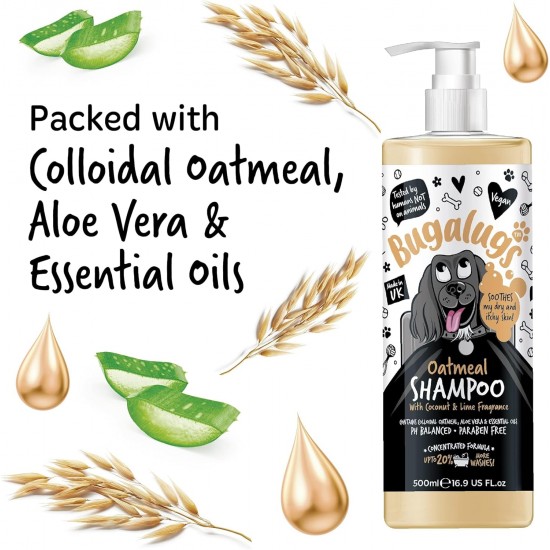 Bugalugs Dog Shampoo 5L Oatmeal & Aloe Vera Moisturizes, Soothes and Cleanses Deep Cleansing, Sulphate and Paraben Free, Ideal for Sensitive Skin and Professional Use Bugalugs Dog Shampoo 5L Oatmeal & Aloe Vera Moisturizes, Soothes and Cleanses Deep Cleansing, Sulphate and Paraben Free, Ideal for Sensitive Skin and Professional Use