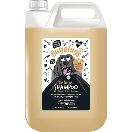 Bugalugs Dog Shampoo 5L Oatmeal & Aloe Vera Moisturizes, Soothes and Cleanses Deep Cleansing, Sulphate and Paraben Free, Ideal for Sensitive Skin and Professional Use Bugalugs Dog Shampoo 5L Oatmeal & Aloe Vera Moisturizes, Soothes and Cleanses Deep Cleansing, Sulphate and Paraben Free, Ideal for Sensitive Skin and Professional Use