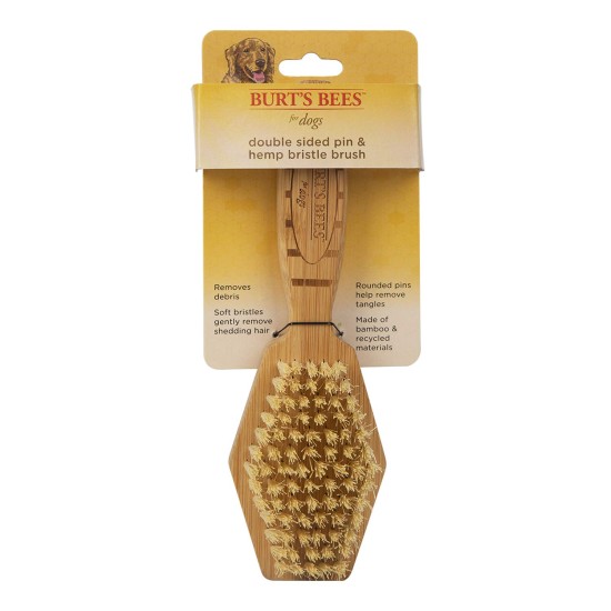 Burt's Bees for Pets Double Sided Dog Brush with Needle and Hemp Bristles, Best All Purpose Dog Brush to Reduce Shedding for Long and Short Haired Large Dogs, Bamboo Burt's Bees for Pets Double Sided Dog Brush with Needle and Hemp Bristles, Best All Purpose Dog Brush to Reduce Shedding for Long and Short Haired Large Dogs, Bamboo