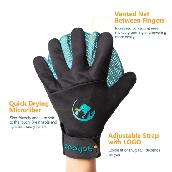 COOLJOB Pet Grooming Gloves, Pet Shampoo Bath Brush, Gentle Glove with Dematting Brush, Deshedding Glove for Cat, Dog, Horse, Rabbit (Size M-L) COOLJOB Pet Grooming Gloves, Pet Shampoo Bath Brush, Gentle Glove with Dematting Brush, Deshedding Glove for Cat, Dog, Horse, Rabbit (Size M-L)