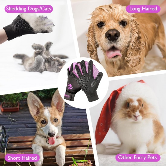 COOLJOB Pet Grooming Gloves, Pet Shampoo Bath Brush, Gentle Glove with Dematting Brush, Deshedding Glove for Cat, Dog, Horse, Rabbit (Size M-L) COOLJOB Pet Grooming Gloves, Pet Shampoo Bath Brush, Gentle Glove with Dematting Brush, Deshedding Glove for Cat, Dog, Horse, Rabbit (Size M-L)