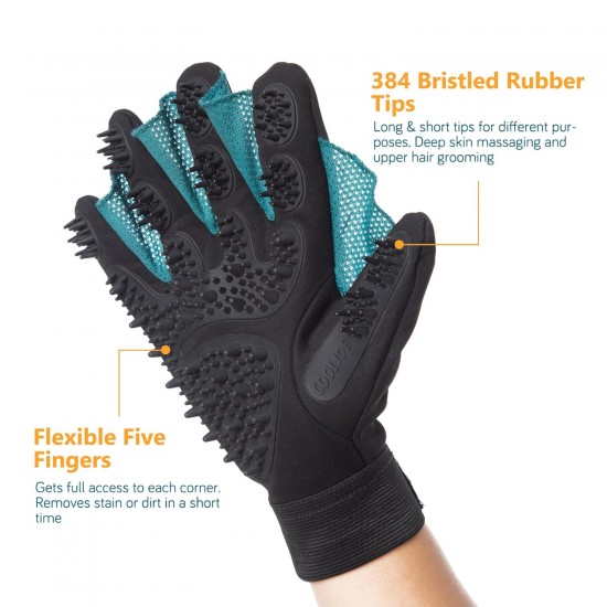 COOLJOB Pet Grooming Gloves, Pet Shampoo Bath Brush, Gentle Glove with Dematting Brush, Deshedding Glove for Cat, Dog, Horse, Rabbit (Size M-L) COOLJOB Pet Grooming Gloves, Pet Shampoo Bath Brush, Gentle Glove with Dematting Brush, Deshedding Glove for Cat, Dog, Horse, Rabbit (Size M-L)