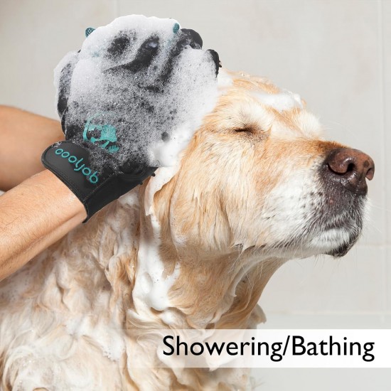 COOLJOB Pet Grooming Gloves, Pet Shampoo Bath Brush, Gentle Glove with Dematting Brush, Deshedding Glove for Cat, Dog, Horse, Rabbit (Size M-L) COOLJOB Pet Grooming Gloves, Pet Shampoo Bath Brush, Gentle Glove with Dematting Brush, Deshedding Glove for Cat, Dog, Horse, Rabbit (Size M-L)