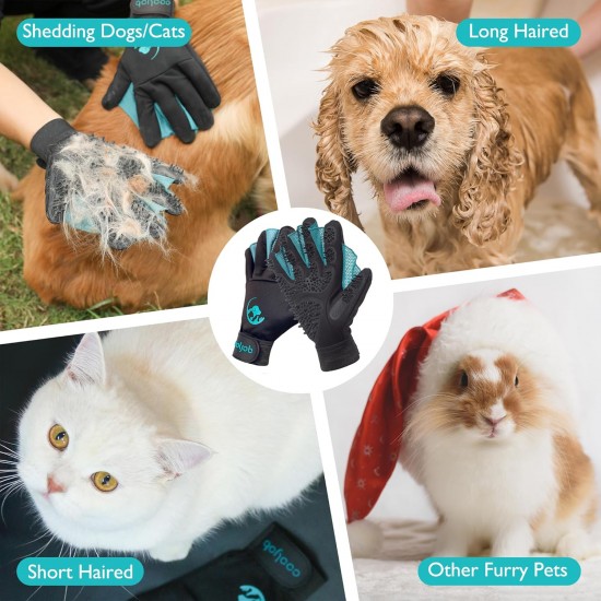 COOLJOB Pet Grooming Gloves, Pet Shampoo Bath Brush, Gentle Glove with Dematting Brush, Deshedding Glove for Cat, Dog, Horse, Rabbit (Size M-L) COOLJOB Pet Grooming Gloves, Pet Shampoo Bath Brush, Gentle Glove with Dematting Brush, Deshedding Glove for Cat, Dog, Horse, Rabbit (Size M-L)