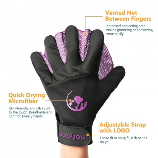 COOLJOB Pet Grooming Gloves, Pet Shampoo Bath Brush, Gentle Glove with Dematting Brush, Deshedding Glove for Cat, Dog, Horse, Rabbit (Size M-L) COOLJOB Pet Grooming Gloves, Pet Shampoo Bath Brush, Gentle Glove with Dematting Brush, Deshedding Glove for Cat, Dog, Horse, Rabbit (Size M-L)