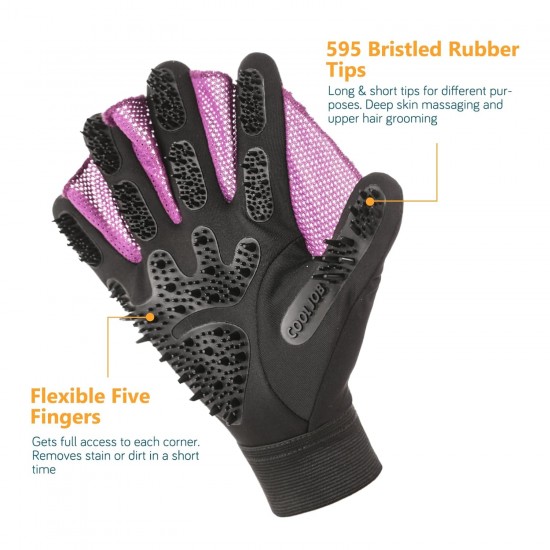 COOLJOB Pet Grooming Gloves, Pet Shampoo Bath Brush, Gentle Glove with Dematting Brush, Deshedding Glove for Cat, Dog, Horse, Rabbit (Size M-L) COOLJOB Pet Grooming Gloves, Pet Shampoo Bath Brush, Gentle Glove with Dematting Brush, Deshedding Glove for Cat, Dog, Horse, Rabbit (Size M-L)