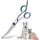 Curved Dog Scissors, Dog Scissors for Dogs and Cats, Stainless Steel Fur Scissors, Dog Safety Round Tip, Professional Dog Hair Scissors with Adjustable Screw (Total Length 17 cm)
