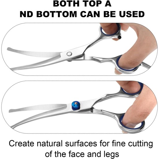 Curved Dog Scissors, Professional Fur Scissors for Cats and Dogs, Blue, Stainless Steel, Hair Scissors, Pet Care Curved Dog Scissors, Professional Fur Scissors for Cats and Dogs, Blue, Stainless Steel, Hair Scissors, Pet Care