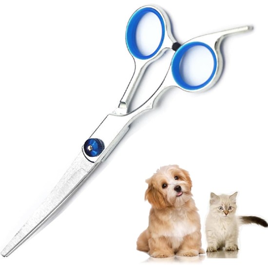 Curved Dog Scissors, Professional Fur Scissors for Cats and Dogs, Blue, Stainless Steel, Hair Scissors, Pet Care Curved Dog Scissors, Professional Fur Scissors for Cats and Dogs, Blue, Stainless Steel, Hair Scissors, Pet Care