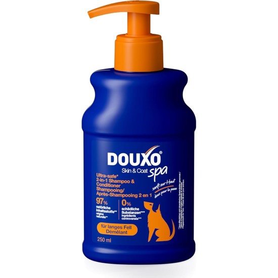 DOUXO Skin & Coat SPA - Ultra-Safe 2-in-1 Dog Shampoo & Conditioner 250ml Cleanses & Moisturizes Skin, Leaves Coat Soft & Tangle Free, Skin Friendly Formula DOUXO Skin & Coat SPA - Ultra-Safe 2-in-1 Dog Shampoo & Conditioner 250ml Cleanses & Moisturizes Skin, Leaves Coat Soft & Tangle Free, Skin Friendly Formula
