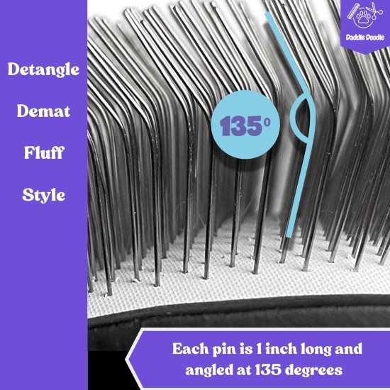 Daddle Doodle Dog Slicker Brush - Dog Grooming Brush Specially Designed for All Poodle and Doodle Mixes - Fluff, Style, Detangling and Demat - Ergonomic Handle Design - Soft and Angled Brush Pens Daddle Doodle Dog Slicker Brush - Dog Grooming Brush Specially Designed for All Poodle and Doodle Mixes - Fluff, Style, Detangling and Demat - Ergonomic Handle Design - Soft and Angled Brush Pens