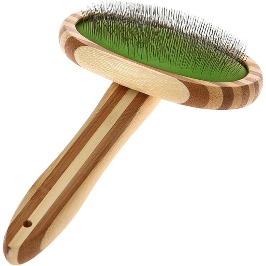 Dehner Lieblinge Dog and Cat Fur Grooming, Soft Bamboo Brush, Approx. 19.5 x 12 cm, Bamboo Stainless Steel, Brown/Green Dehner Lieblinge Dog and Cat Fur Grooming, Soft Bamboo Brush, Approx. 19.5 x 12 cm, Bamboo Stainless Steel, Brown/Green