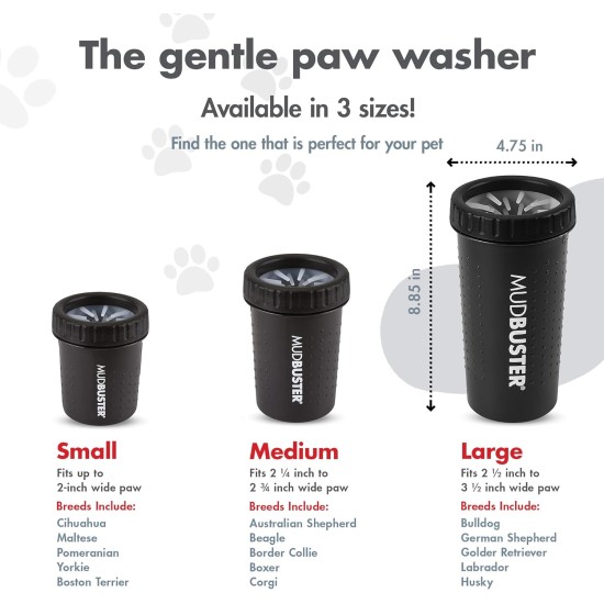 Dexas MudBuster PW72025-22WP Portable Dog Paw Cleaner, Large, Matte Black Dexas MudBuster PW72025-22WP Portable Dog Paw Cleaner, Large, Matte Black