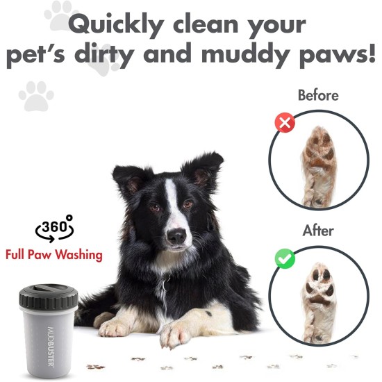 Dexas MudBuster PW72025-22WP Portable Dog Paw Cleaner, Large, Matte Black Dexas MudBuster PW72025-22WP Portable Dog Paw Cleaner, Large, Matte Black