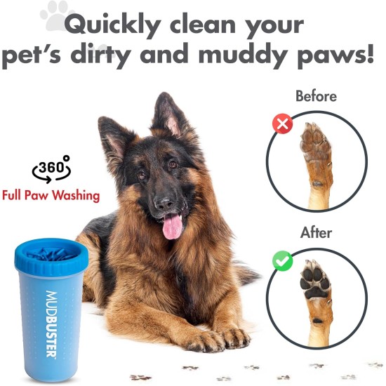Dexas MudBuster PW72025-22WP Portable Dog Paw Cleaner, Large, Matte Black Dexas MudBuster PW72025-22WP Portable Dog Paw Cleaner, Large, Matte Black