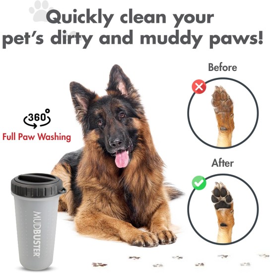 Dexas MudBuster PW72025-22WP Portable Dog Paw Cleaner, Large, Matte Black Dexas MudBuster PW72025-22WP Portable Dog Paw Cleaner, Large, Matte Black