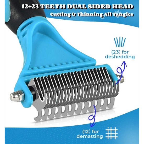 Dog Brush Cat Brush, 12 + 23 Pet Stainless Steel Comb, Double-Sided DeShedding Tool for Dogs to Remove Unwanted Hair, Untangling Knots Dog Brush Cat Brush, 12 + 23 Pet Stainless Steel Comb, Double-Sided DeShedding Tool for Dogs to Remove Unwanted Hair, Untangling Knots