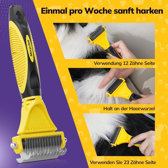 Dog Brush Cat Brush, 12 + 23 Pet Stainless Steel Comb, Double-Sided DeShedding Tool for Dogs to Remove Unwanted Hair, Untangling Knots Dog Brush Cat Brush, 12 + 23 Pet Stainless Steel Comb, Double-Sided DeShedding Tool for Dogs to Remove Unwanted Hair, Untangling Knots