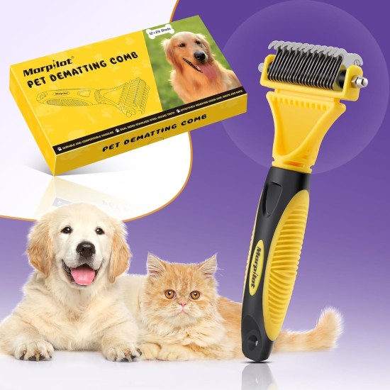 Dog Brush Cat Brush, 12 + 23 Pet Stainless Steel Comb, Double-Sided DeShedding Tool for Dogs to Remove Unwanted Hair, Untangling Knots Dog Brush Cat Brush, 12 + 23 Pet Stainless Steel Comb, Double-Sided DeShedding Tool for Dogs to Remove Unwanted Hair, Untangling Knots
