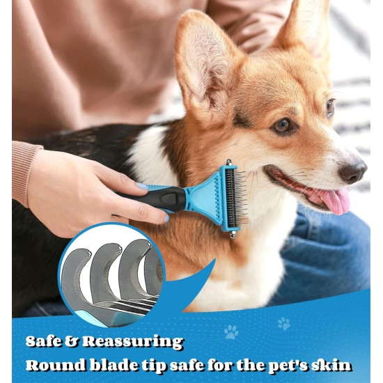 Dog Brush Cat Brush, 12 + 23 Pet Stainless Steel Comb, Double-Sided DeShedding Tool for Dogs to Remove Unwanted Hair, Untangling Knots Dog Brush Cat Brush, 12 + 23 Pet Stainless Steel Comb, Double-Sided DeShedding Tool for Dogs to Remove Unwanted Hair, Untangling Knots