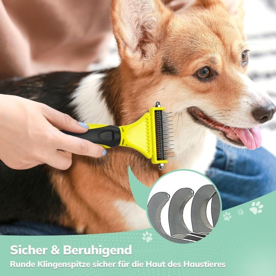 Dog Brush Cat Brush, 12 + 23 Pet Stainless Steel Comb, Double-Sided DeShedding Tool for Dogs to Remove Unwanted Hair, Untangling Knots Dog Brush Cat Brush, 12 + 23 Pet Stainless Steel Comb, Double-Sided DeShedding Tool for Dogs to Remove Unwanted Hair, Untangling Knots