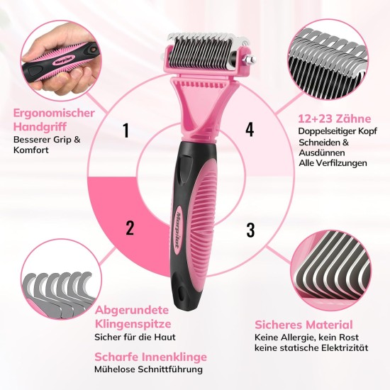 Dog Brush Cat Brush, 12 + 23 Pet Stainless Steel Comb, Double-Sided DeShedding Tool for Dogs to Remove Unwanted Hair, Untangling Knots Dog Brush Cat Brush, 12 + 23 Pet Stainless Steel Comb, Double-Sided DeShedding Tool for Dogs to Remove Unwanted Hair, Untangling Knots