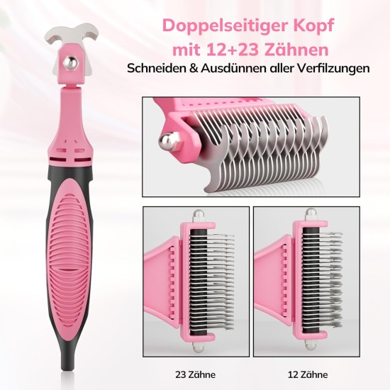 Dog Brush Cat Brush, 12 + 23 Pet Stainless Steel Comb, Double-Sided DeShedding Tool for Dogs to Remove Unwanted Hair, Untangling Knots Dog Brush Cat Brush, 12 + 23 Pet Stainless Steel Comb, Double-Sided DeShedding Tool for Dogs to Remove Unwanted Hair, Untangling Knots