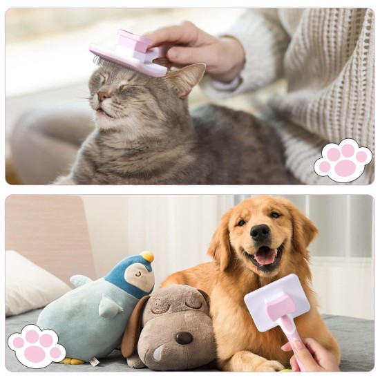 Dog Brush, Cat Brush, Pet Self-Cleaning Slicker Brush Removes Undercoat, Dog Brushes for Undercoat, Hair Remover Pet Brush for Longhaired Short Haired Dogs and Cats, Blue Dog Brush, Cat Brush, Pet Self-Cleaning Slicker Brush Removes Undercoat, Dog Brushes for Undercoat, Hair Remover Pet Brush for Longhaired Short Haired Dogs and Cats, Blue