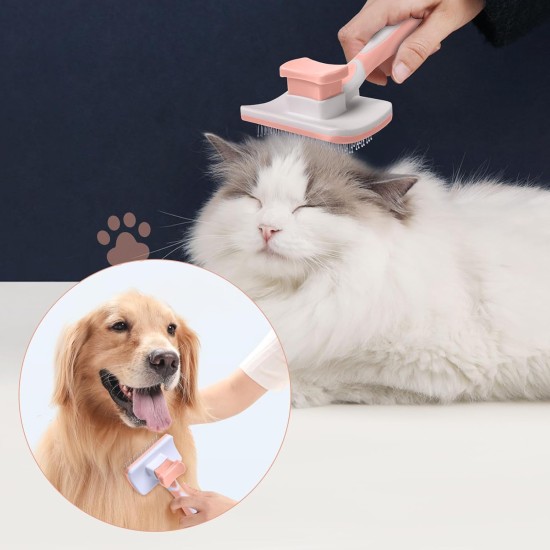 Dog Brush, Cat Brush, Pet Self-Cleaning Slicker Brush Removes Undercoat, Dog Brushes for Undercoat, Hair Remover Pet Brush for Longhaired Short Haired Dogs and Cats, Blue Dog Brush, Cat Brush, Pet Self-Cleaning Slicker Brush Removes Undercoat, Dog Brushes for Undercoat, Hair Remover Pet Brush for Longhaired Short Haired Dogs and Cats, Blue