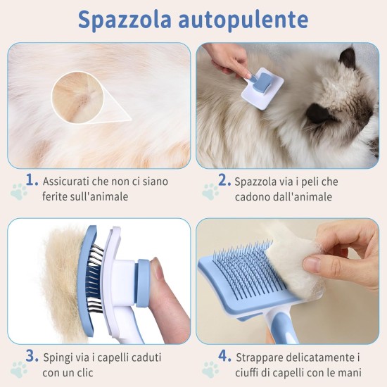 Dog Brush, Cat Brush, Pet Self-Cleaning Slicker Brush Removes Undercoat, Dog Brushes for Undercoat, Hair Remover Pet Brush for Longhaired Short Haired Dogs and Cats, Blue Dog Brush, Cat Brush, Pet Self-Cleaning Slicker Brush Removes Undercoat, Dog Brushes for Undercoat, Hair Remover Pet Brush for Longhaired Short Haired Dogs and Cats, Blue