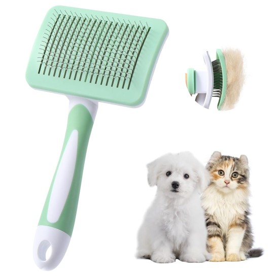 Dog Brush, Cat Brush, Pet Self-Cleaning Slicker Brush Removes Undercoat, Dog Brushes for Undercoat, Hair Remover Pet Brush for Longhaired Short Haired Dogs and Cats, Blue Dog Brush, Cat Brush, Pet Self-Cleaning Slicker Brush Removes Undercoat, Dog Brushes for Undercoat, Hair Remover Pet Brush for Longhaired Short Haired Dogs and Cats, Blue