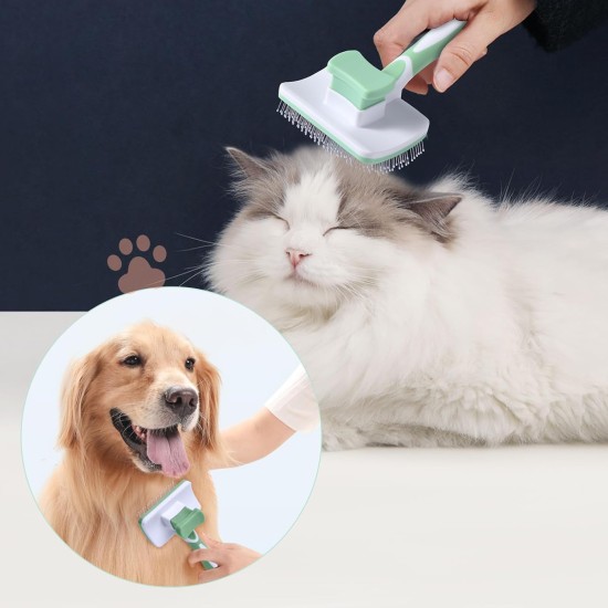 Dog Brush, Cat Brush, Pet Self-Cleaning Slicker Brush Removes Undercoat, Dog Brushes for Undercoat, Hair Remover Pet Brush for Longhaired Short Haired Dogs and Cats, Blue Dog Brush, Cat Brush, Pet Self-Cleaning Slicker Brush Removes Undercoat, Dog Brushes for Undercoat, Hair Remover Pet Brush for Longhaired Short Haired Dogs and Cats, Blue