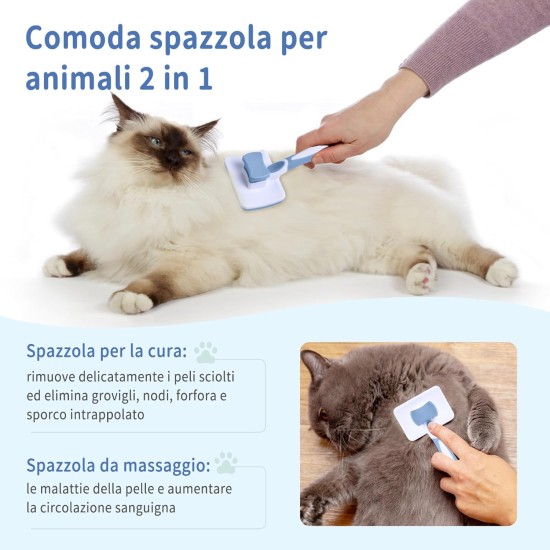 Dog Brush, Cat Brush, Pet Self-Cleaning Slicker Brush Removes Undercoat, Dog Brushes for Undercoat, Hair Remover Pet Brush for Longhaired Short Haired Dogs and Cats, Blue Dog Brush, Cat Brush, Pet Self-Cleaning Slicker Brush Removes Undercoat, Dog Brushes for Undercoat, Hair Remover Pet Brush for Longhaired Short Haired Dogs and Cats, Blue