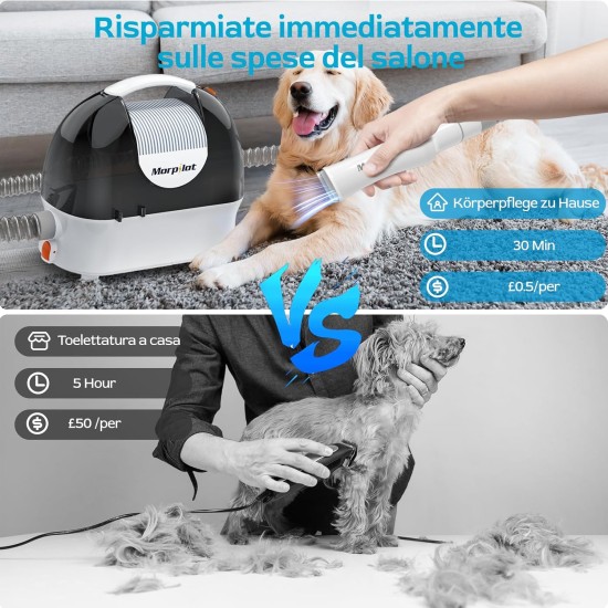 Dog Clipper with Vacuum Cleaner, morpilot Dog Vacuum Cleaner with Brush Accessories for Dog Cat 12000Pa Pet Hair Trimmer Electric Dog Clipper with 3L Dust Container Dog Clipper with Vacuum Cleaner, morpilot Dog Vacuum Cleaner with Brush Accessories for Dog Cat 12000Pa Pet Hair Trimmer Electric Dog Clipper with 3L Dust Container