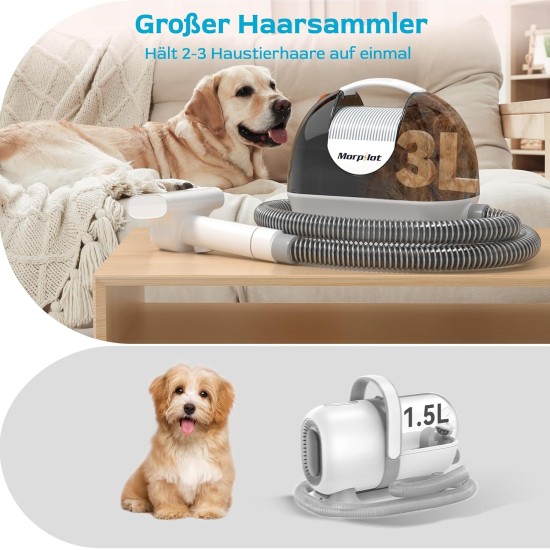 Dog Clipper with Vacuum Cleaner, morpilot Dog Vacuum Cleaner with Brush Accessories for Dog Cat 12000Pa Pet Hair Trimmer Electric Dog Clipper with 3L Dust Container Dog Clipper with Vacuum Cleaner, morpilot Dog Vacuum Cleaner with Brush Accessories for Dog Cat 12000Pa Pet Hair Trimmer Electric Dog Clipper with 3L Dust Container