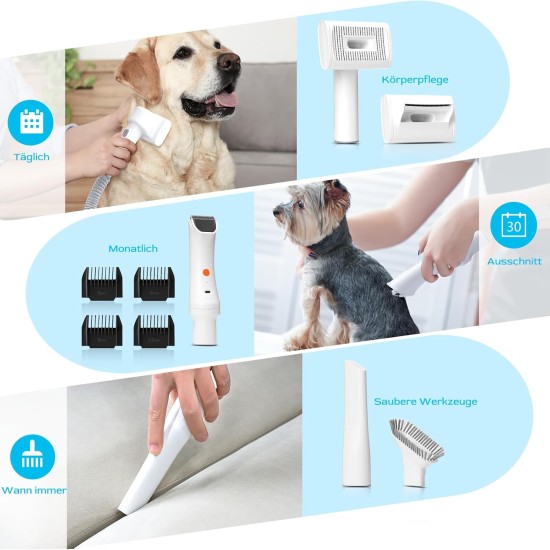 Dog Clipper with Vacuum Cleaner, morpilot Dog Vacuum Cleaner with Brush Accessories for Dog Cat 12000Pa Pet Hair Trimmer Electric Dog Clipper with 3L Dust Container Dog Clipper with Vacuum Cleaner, morpilot Dog Vacuum Cleaner with Brush Accessories for Dog Cat 12000Pa Pet Hair Trimmer Electric Dog Clipper with 3L Dust Container