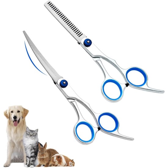Dog Fur Scissors for Dog Hair, 6.7 Inch Curved Scissors for Dogs Scissors Dog Hair Cutting (Cat Dog Grooming Thinning Scissors & Curved & Straight Hair Scissors) for Dogs Cats Grooming Dog Fur Scissors for Dog Hair, 6.7 Inch Curved Scissors for Dogs Scissors Dog Hair Cutting (Cat Dog Grooming Thinning Scissors & Curved & Straight Hair Scissors) for Dogs Cats Grooming
