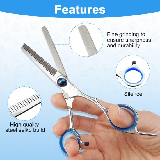 Dog Fur Scissors for Dog Hair, 6.7 Inch Curved Scissors for Dogs Scissors Dog Hair Cutting (Cat Dog Grooming Thinning Scissors & Curved & Straight Hair Scissors) for Dogs Cats Grooming Dog Fur Scissors for Dog Hair, 6.7 Inch Curved Scissors for Dogs Scissors Dog Hair Cutting (Cat Dog Grooming Thinning Scissors & Curved & Straight Hair Scissors) for Dogs Cats Grooming