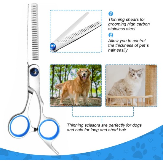 Dog Fur Scissors for Dog Hair, 6.7 Inch Curved Scissors for Dogs Scissors Dog Hair Cutting (Cat Dog Grooming Thinning Scissors & Curved & Straight Hair Scissors) for Dogs Cats Grooming Dog Fur Scissors for Dog Hair, 6.7 Inch Curved Scissors for Dogs Scissors Dog Hair Cutting (Cat Dog Grooming Thinning Scissors & Curved & Straight Hair Scissors) for Dogs Cats Grooming