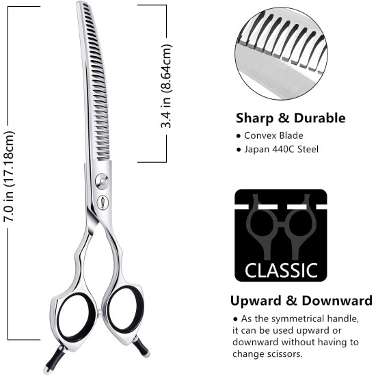 Dog Grooming Scissors, Curved Scissors for Dog Grooming, 7.5 Inches, 30 Degree Curved Blade, Lightweight Pet Scissors for Trimming Face and Paws Dog Grooming Scissors, Curved Scissors for Dog Grooming, 7.5 Inches, 30 Degree Curved Blade, Lightweight Pet Scissors for Trimming Face and Paws