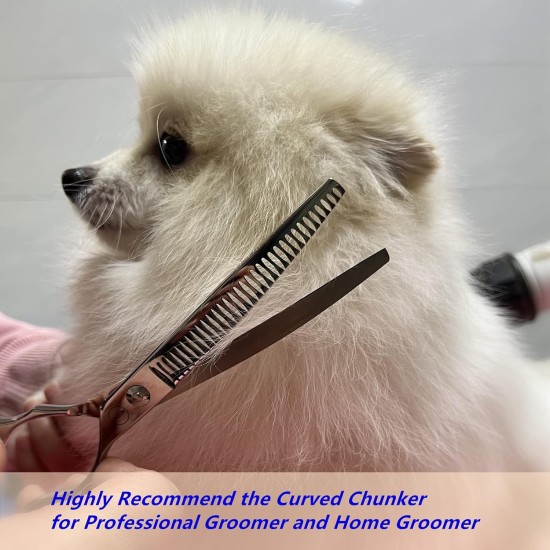 Dog Grooming Scissors, Curved Scissors for Dog Grooming, 7.5 Inches, 30 Degree Curved Blade, Lightweight Pet Scissors for Trimming Face and Paws Dog Grooming Scissors, Curved Scissors for Dog Grooming, 7.5 Inches, 30 Degree Curved Blade, Lightweight Pet Scissors for Trimming Face and Paws