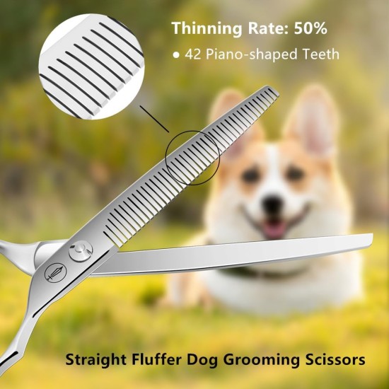 Dog Grooming Scissors, Curved Scissors for Dog Grooming, 7.5 Inches, 30 Degree Curved Blade, Lightweight Pet Scissors for Trimming Face and Paws Dog Grooming Scissors, Curved Scissors for Dog Grooming, 7.5 Inches, 30 Degree Curved Blade, Lightweight Pet Scissors for Trimming Face and Paws