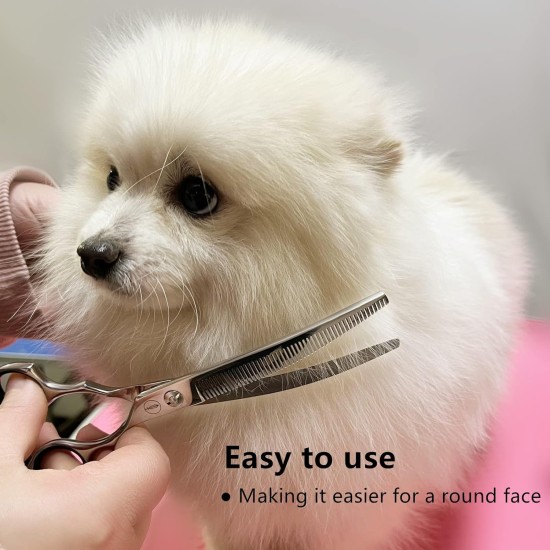 Dog Grooming Scissors, Curved Scissors for Dog Grooming, 7.5 Inches, 30 Degree Curved Blade, Lightweight Pet Scissors for Trimming Face and Paws Dog Grooming Scissors, Curved Scissors for Dog Grooming, 7.5 Inches, 30 Degree Curved Blade, Lightweight Pet Scissors for Trimming Face and Paws
