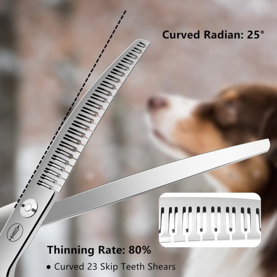 Dog Grooming Scissors, Curved Scissors for Dog Grooming, 7.5 Inches, 30 Degree Curved Blade, Lightweight Pet Scissors for Trimming Face and Paws Dog Grooming Scissors, Curved Scissors for Dog Grooming, 7.5 Inches, 30 Degree Curved Blade, Lightweight Pet Scissors for Trimming Face and Paws