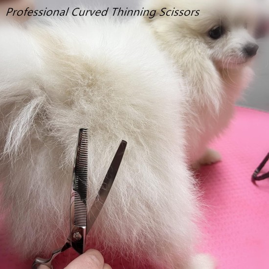 Dog Grooming Scissors, Curved Scissors for Dog Grooming, 7.5 Inches, 30 Degree Curved Blade, Lightweight Pet Scissors for Trimming Face and Paws Dog Grooming Scissors, Curved Scissors for Dog Grooming, 7.5 Inches, 30 Degree Curved Blade, Lightweight Pet Scissors for Trimming Face and Paws