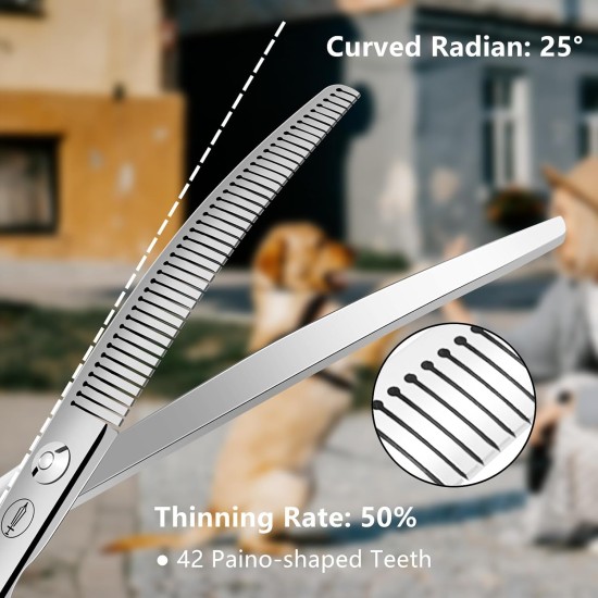 Dog Grooming Scissors, Curved Scissors for Dog Grooming, 7.5 Inches, 30 Degree Curved Blade, Lightweight Pet Scissors for Trimming Face and Paws Dog Grooming Scissors, Curved Scissors for Dog Grooming, 7.5 Inches, 30 Degree Curved Blade, Lightweight Pet Scissors for Trimming Face and Paws